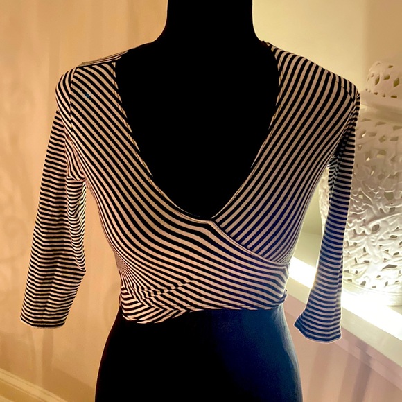Striped Crop Top with Cut Outs